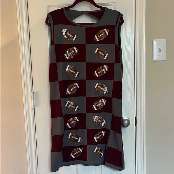 NWOT Queen of Sparkles Football Checkered Dress - Picture 3 of 12